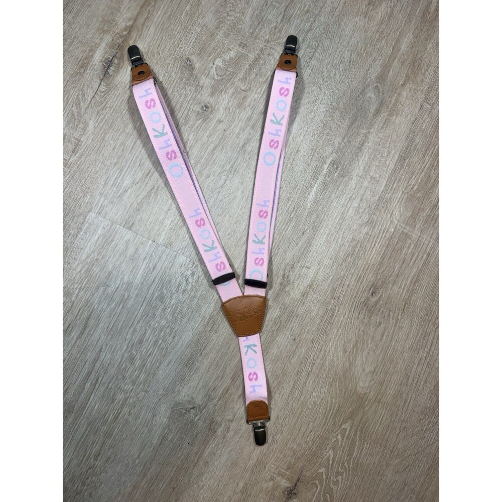 Vintage Oshkosh B'gosh Pink Suspenders Wear 90s Toddler Girl Spell Out Overalls